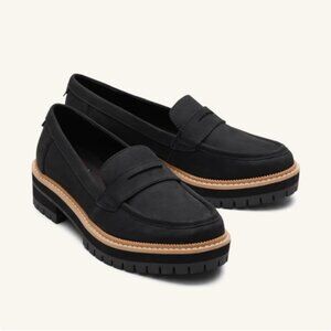 TOMS - Cara Loafer - Black Leather Size 7 Womens